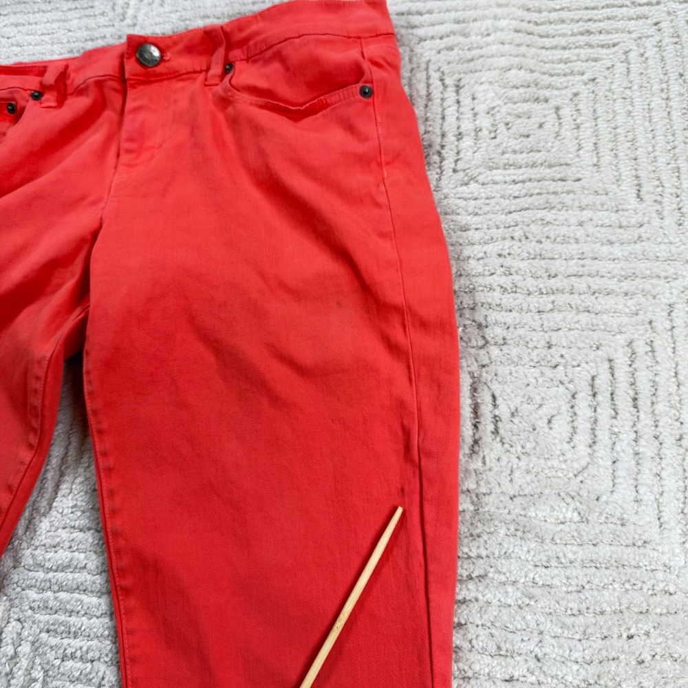 J Crew Toothpick Ankle Jeans Womens 31 Coral Orange Slim Zip Hem 78211 Casual - Picture 13 of 16